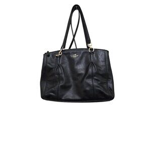 Coach Black Leather Tote Crossbody Shoulder Bag Dual Straps & Gold Hardware